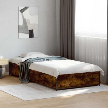 vidaXL Bedframe Gerookt eiken 80 x 200 cm Bewerkt hout, Verzenden, Nieuw