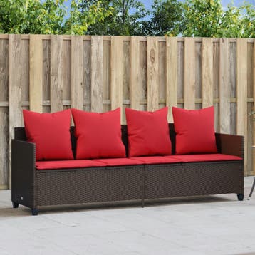 vidaXL Ligbed met kussens poly rattan bruin, Verzenden