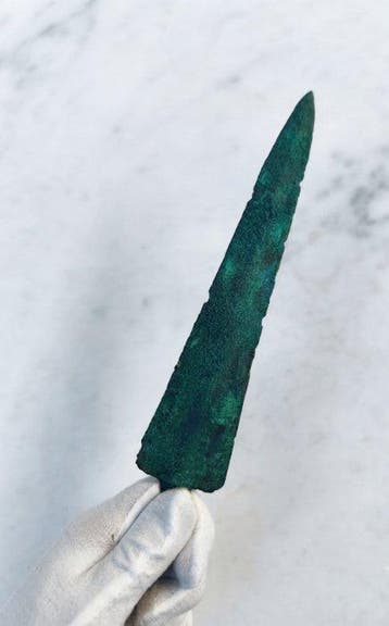Phénicien Bronze patiné Épée courte - 26.5 cm