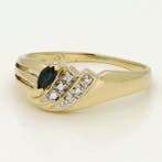 Bague - 18 carats Or jaune Saphir - Diamant, Bijoux, Sacs & Beauté