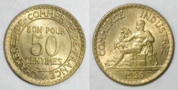 France Frankreich Km 884 50 Centimes 1926 Typ Handelskammer, Verzenden, België