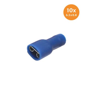 Vlakstekerhuls Geïsoleerd Blauw (6,4x0,8mm) 10 Stuks, Ophalen of Verzenden, Nieuw