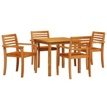 vidaXL Tuin Eettafel Set 5 st Bruin Massief Acacia Hout, Verzenden, Nieuw