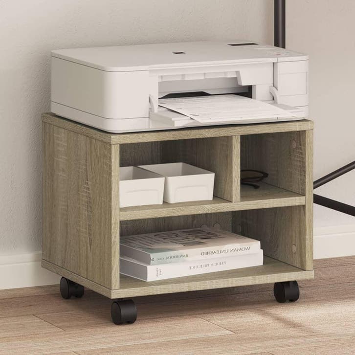 vidaXL Printerkastje met wielen 41x32x34,5 cm sonoma, Computers en Software, Printers, Nieuw, Verzenden