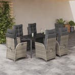 vidaXL 7-delige Tuinset met kussens poly rattan grijs, Verzenden, Nieuw, Tuinset