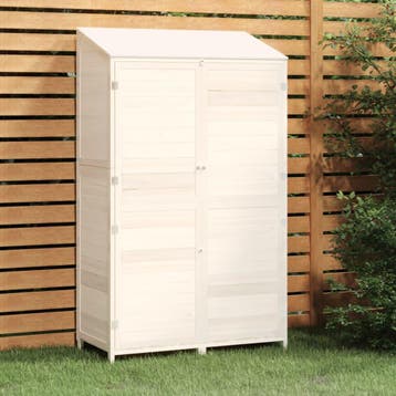 vidaXL Tuinschuur 102x52x174,5 cm massief vurenhout wit, Verzenden