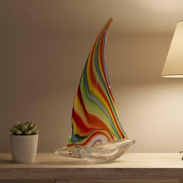 Maritieme objecten - Glas- Regenboogzeilboot
