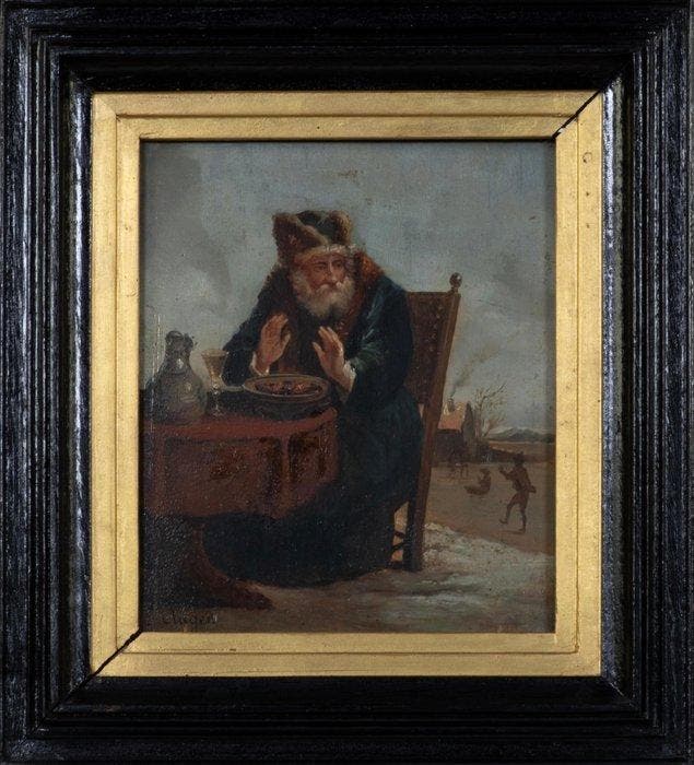 Eugène Auger (1847-1922) - De Allegorie van de winter, Antiek en Kunst, Kunst | Schilderijen | Klassiek