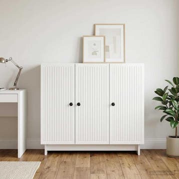 vidaXL Dressoir Hoogglans Wit 89 x 34,5 x 80 cm Bewerkt hout, Huis en Inrichting, Verzenden, Nieuw