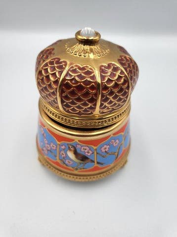 Œuf Fabergé - Plaqué or, Porcelaine