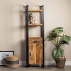 Boekenkast Mangohout Britt 1 Lade 1 Deur, Verzenden, Nieuw, Overige houtsoorten, Industriële meubels