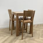 Hutten complete set statafel met 3 barkrukken, hout, Gebruikt