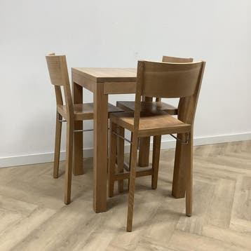 Hutten complete set statafel met 3 barkrukken, hout