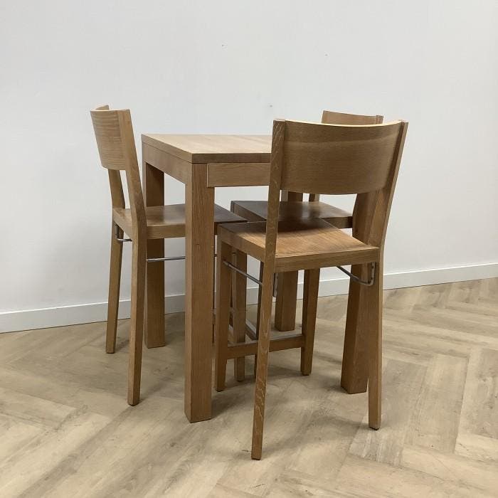 Hutten complete set statafel met 3 barkrukken, hout, Huis en Inrichting, Tafelonderdelen, Gebruikt