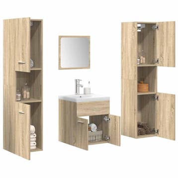 vidaXL 5-delige Badkamermeubelset bewerkt hout sonoma, Verzenden