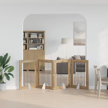 vidaXL Opvouwbaar hondenhekje met standaards 4 st Artisanaal, Verzenden