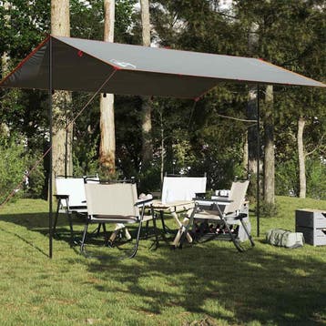 vidaXL Kampeerluifel waterdicht 400x294 cm grijs en oranje, Caravans en Kamperen, Verzenden, Nieuw