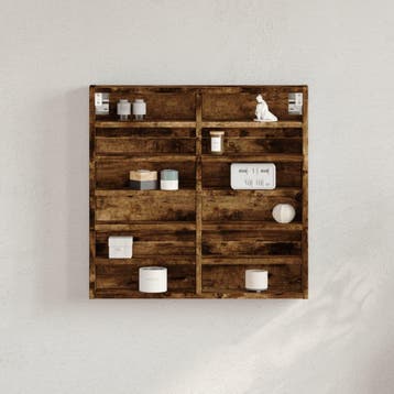 vidaXL Vitrinekast 60x8,5x58 cm bewerkt hout gerookt, Verzenden, Nieuw