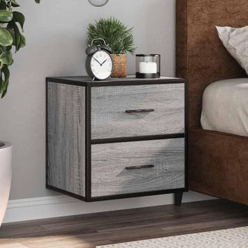 vidaXL Nachtkastjes 2st wandgemonteerd 40x31x39,5cm grijs, Maison & Meubles, Chambre à coucher | Tables de chevet, Verzenden