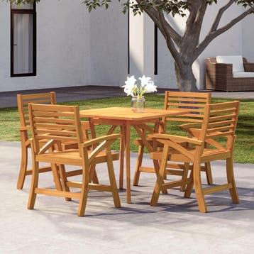 vidaXL 5-delige Eethoek massief acaciahout, Tuin en Terras, Verzenden, Nieuw