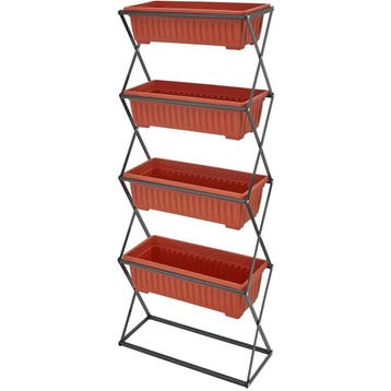 tectake Verticaal plantenrek met 4 bakken 52x21x127cm - brui, Verzenden, Nieuw