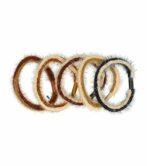 Haarelastieken Basic - Furry - Naturel - Bruin – Set van 5, Bijoux, Sacs & Beauté, Beauté | Soins des cheveux