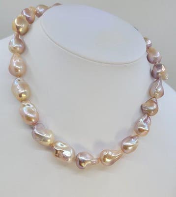 Sans prix de réserve - Collier Perles Edison baroques roses