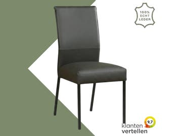 Leren eetkamerstoel Real - Toledo Antracite (donkergrijs) -, Huis en Inrichting, Stoelen, Nieuw, Ophalen of Verzenden, Industrieel, Modern