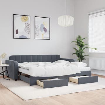 vidaXL Slaapbank onderschuifbed en lades 90x190 cm fluweel, Verzenden, Nieuw