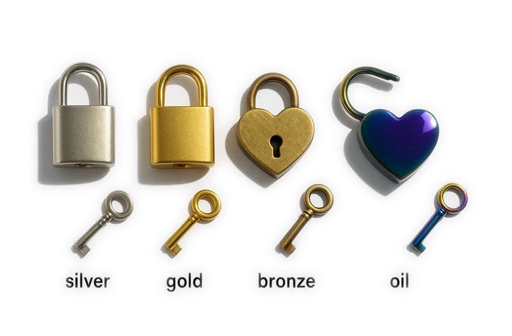 Klein hangslotje met sleutel (hartvorm, oliekleur), Doe-het-zelf en Bouw, Gereedschap | Overige machines, Nieuw, Verzenden
