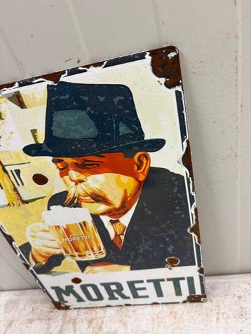 Birra Moretti – Emaille reclamebord – Klassieke bierreclame