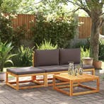 vidaXL 4-delige tuinbankset met kussens acaciahout & rotan, Verzenden, Nieuw