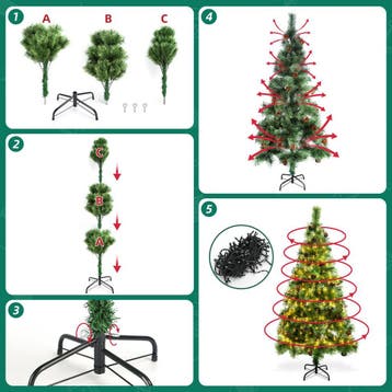 Kerstboom met verlichting - Kunstkerstboom - 180 cm - Met st, Verzenden, Nieuw