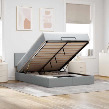 vidaXL Bed poef met matras en LEDs stof 140x190 cm, Verzenden, Nieuw