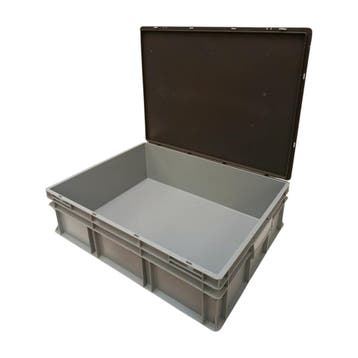 Stapelbak met scharnierdeksel 800x600x230 mm euronorm, Ophalen of Verzenden