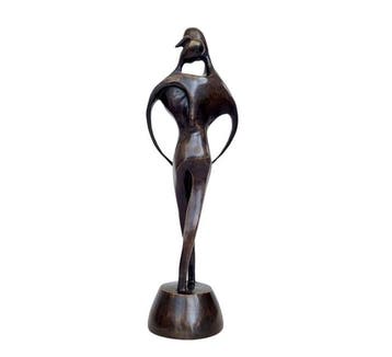 Sculpture, Embracing couple - 40 cm - Bronze, Marbre