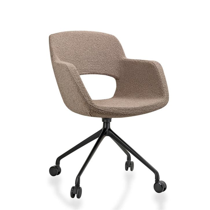 Bouclé - Vergaderstoel - Onderstel met wielen - Beige, Articles professionnels, Aménagement de Bureau & Magasin | Mobilier de bureau & Aménagement
