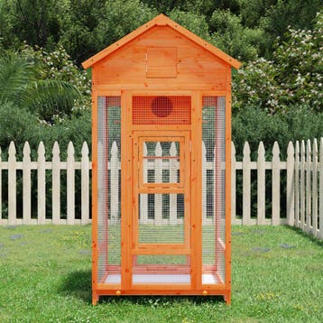 vidaXL Volière 91,5x53x170 cm massief grenenhout bruin, Verzenden
