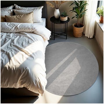 Kortpolig vloerkleed Soft Zone - Ø 120 cm, grijs, Verzenden, Nieuw
