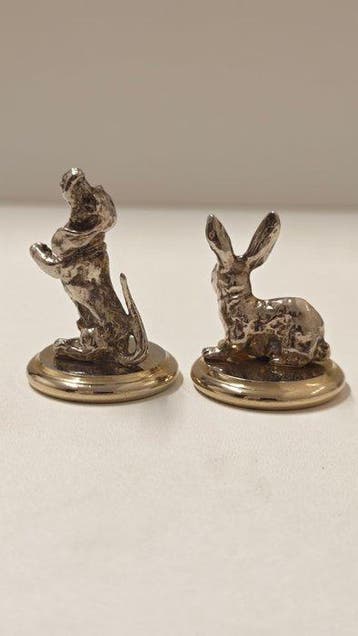 Beeldje, Coppia Unica di Figurine Artigianali in Argento