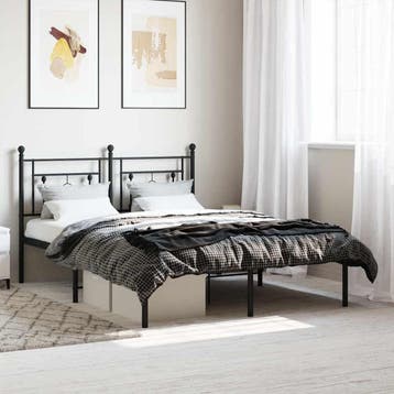 vidaXL Bedframe met hoofdbord metaal zwart 140x200 cm, Verzenden, Nieuw