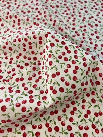 Voorjaarsmeubelstof met kersen - Textiel - 280 cm - 250 cm, Antiek en Kunst