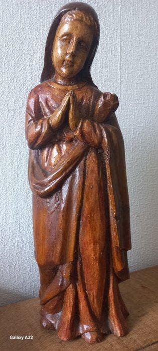 Beeld, Maria bij Kerststal - 51 cm - Eik