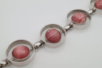 Zonder minimumprijs - Armband Zilver - rhodoniet, Handtassen en Accessoires, Armbanden, Nieuw
