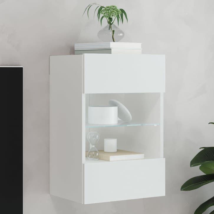 vidaXL Tv-meubel met LED-verlichting 40x30x60,5 cm wit, Huis en Inrichting, Kasten |Televisiemeubels, Nieuw, Verzenden