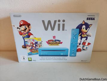 Nintendo Wii - Blue Console - Mario & Sonic At The London 20, Verzenden, Gebruikt
