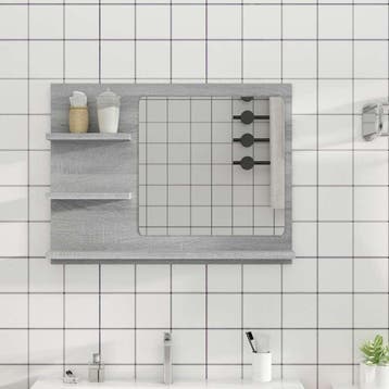 vidaXL Badkamerspiegel 60x10,5x45 cm bewerkt hout grijs, Verzenden