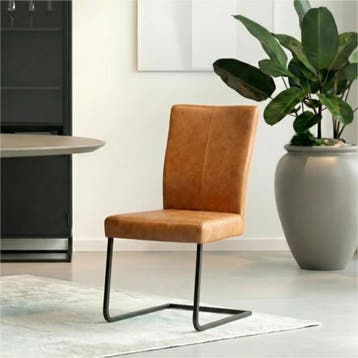 Set van 8 Leren eetkamerstoelen Dare - Vintage Cognac, Huis en Inrichting, Stoelen, Ophalen of Verzenden, Nieuw, Leer