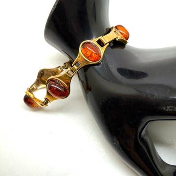 Art-deco schakelarmband met natuurlijk Baltisch barnsteen -