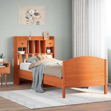 vidaXL Bed met boekenkast zonder matras grenenhout wasbruin, Huis en Inrichting, Verzenden, Nieuw